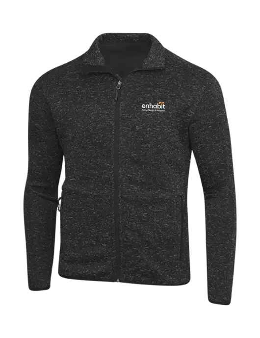 Black Heather Sweater Fleece Jacket w/Enhabit Logo