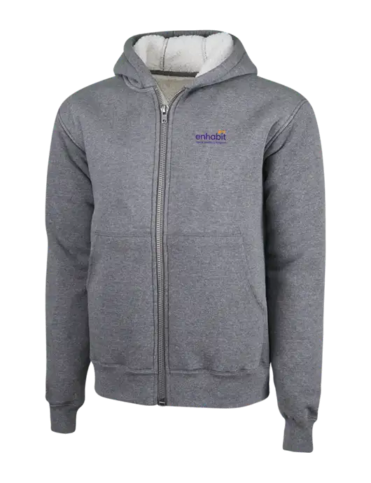 Cornerstone Grey Heather Heavyweight Sherpa Lined Hooded Fleece Jacket w/Enhabit Logo