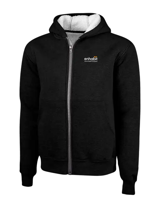 Cornerstone Black Heavyweight Sherpa Lined Hooded Fleece Jacket w/Enhabit Logo