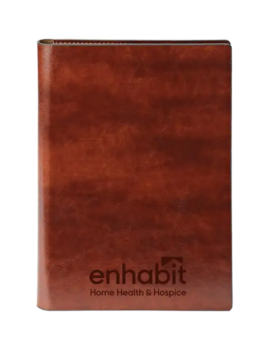 Fabrizio Brown 7 x 9.625 Padfolio & Notepad w/Enhabit Logo