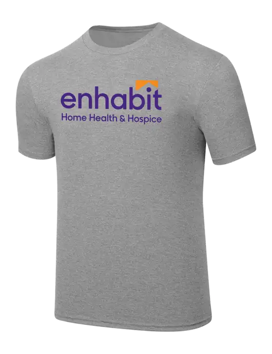 Simply Soft Heathered Light Grey 4.5oz  Poly/Combed Ring Spun Cotton T-Shirt w/Enhabit Logo