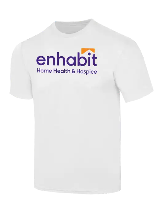 Simply Soft White 4.5oz  Poly/Combed Ring Spun Cotton T-Shirt w/Enhabit Logo