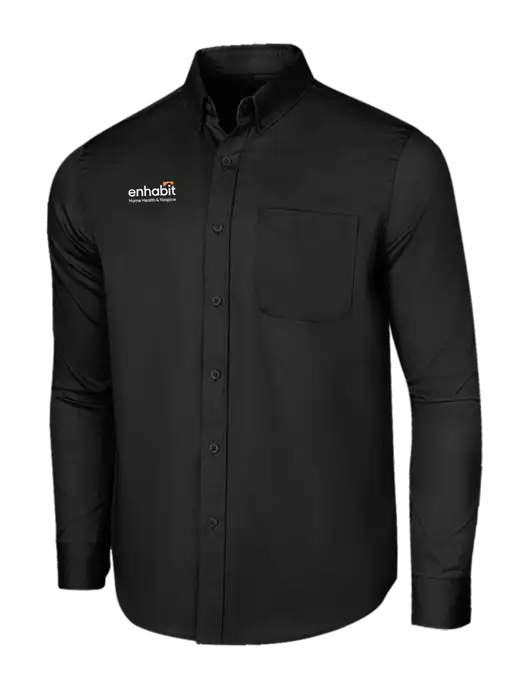 Long Sleeve Deep Black Superpro React Twill Shirt w/Enhabit Logo