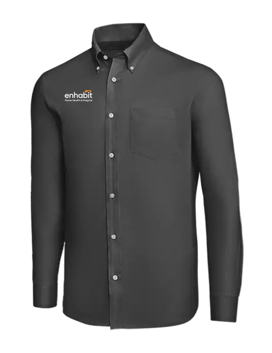 Brooks Brothers Dark Grey Wrinkle-Free Stretch Nailhead Shirt w/Enhabit Logo