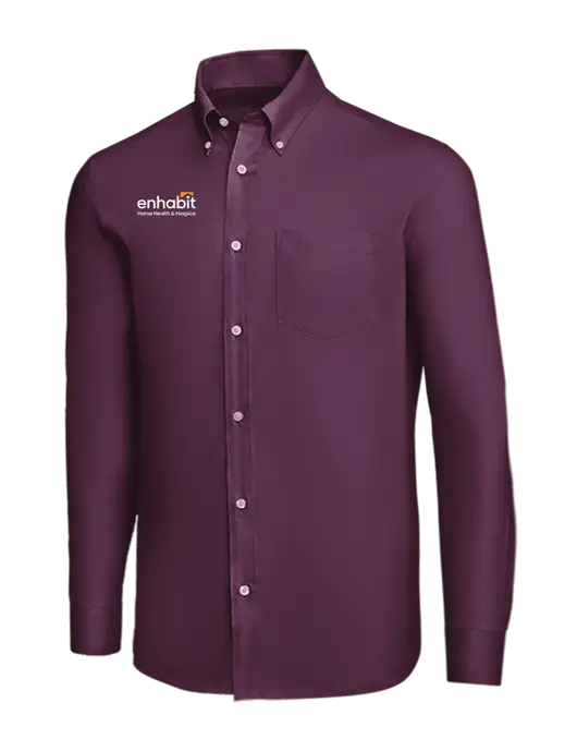Brooks Brothers Eggplant Wrinkle-Free Stretch Nailhead Shirt w/Enhabit Logo