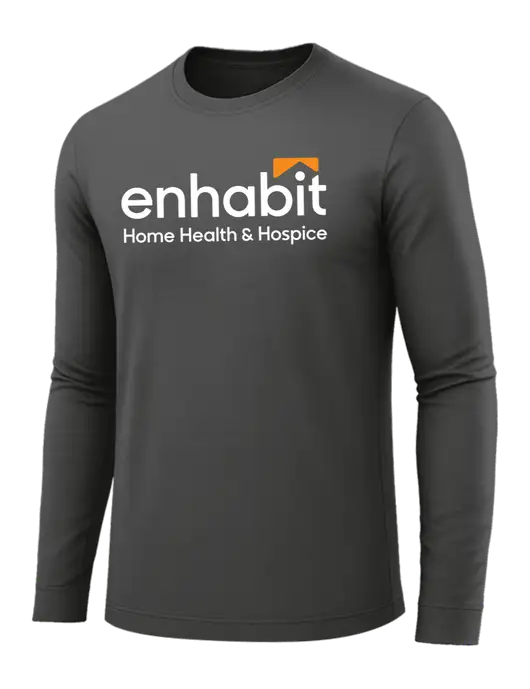 Long Sleeve Dark Grey PosiCharge Competitor Tee w/Enhabit Logo