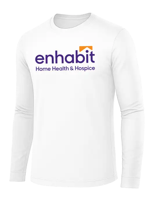 Long Sleeve White PosiCharge Competitor Tee w/Enhabit Logo