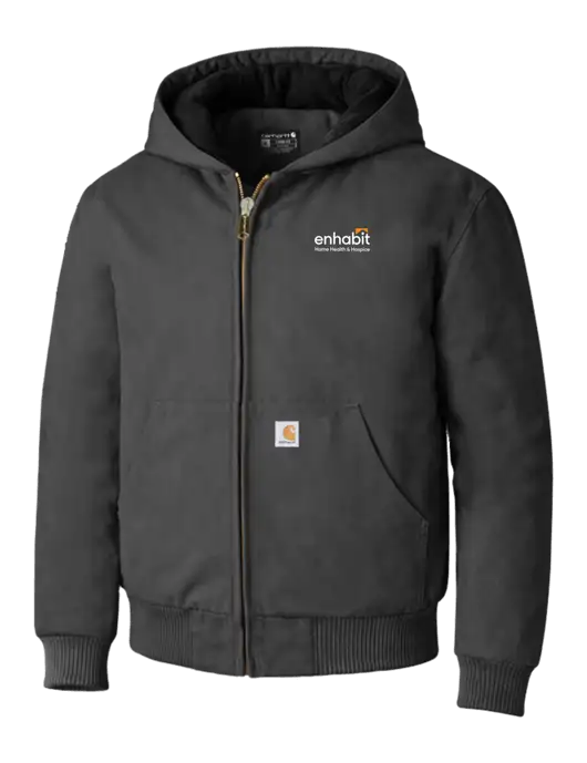 Carhartt Dark Grey Quilted-Flannel-Lined Duck Active Jacket w/Enhabit Logo