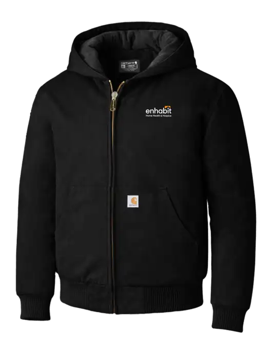 Carhartt Black Quilted-Flannel-Lined Duck Active Jacket w/Enhabit Logo