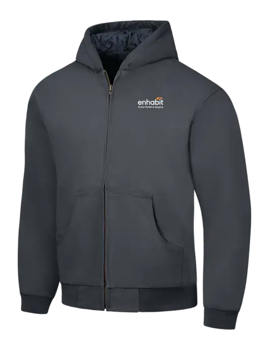 CornerStone Charcoal Duck Cloth Hooded Work Jacket w/Enhabit Logo