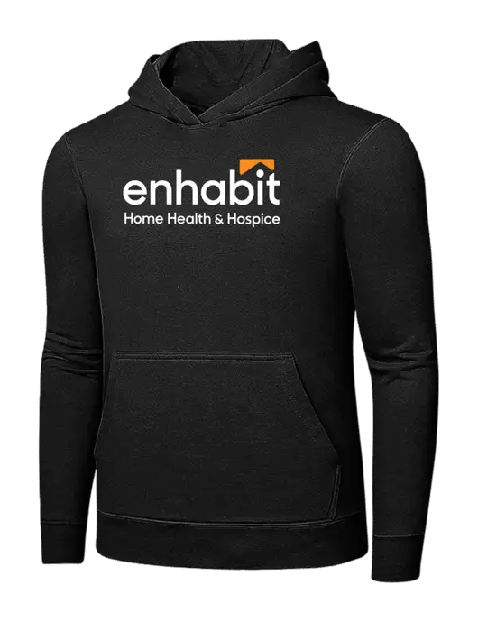 Jet Black 7.8 oz Ring Spun Hooded Sweatshirt w/Enhabit Logo