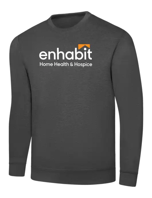 Charcoal 7.8 oz Ring Spun Crew Sweatshirt w/Enhabit Logo