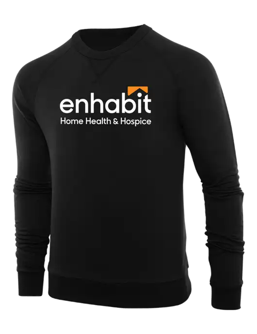 Allmade Deep Black Organic French Terry Crewneck Sweatshirt w/Enhabit Logo
