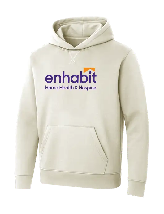 Allmade White Sand Organic French Terry Pullover Hoodie w/Enhabit Logo
