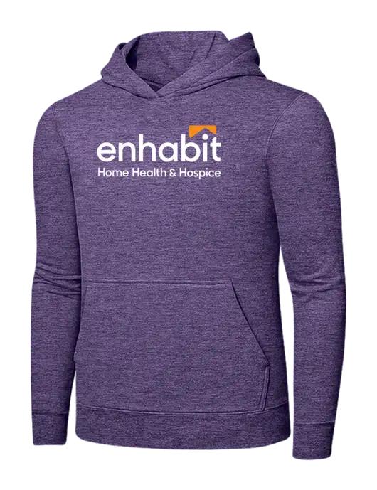Heather Purple 7.8. oz Ring Spun Hooded Sweatshirt w/Enhabit Logo