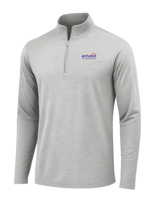 Light Grey Heather Posicharge Tri-Blend Wicking 1/4 Zip Pullover w/Enhabit Logo