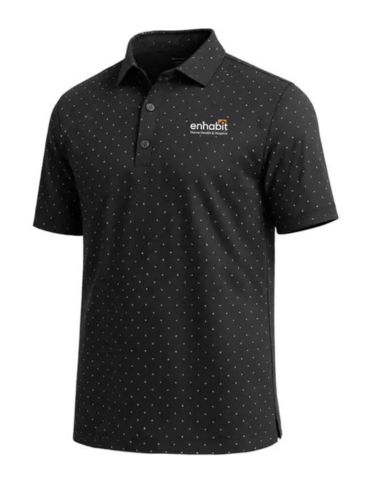 Callaway Micro Chev Black Print Polo w/Enhabit Logo