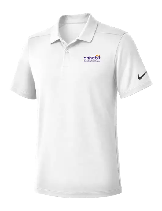 Nike White Dry Essential Solid Polo w/Enhabit Logo