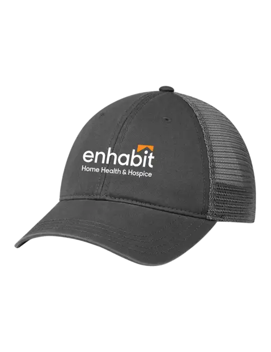 Richardson 111 Garment Washed Trucker Cap Charcoal w/Charcoal Mesh w/Enhabit Logo