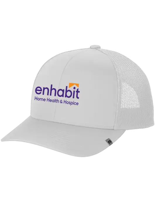 TravisMathew White Cruz Trucker Cap w/Enhabit Logo