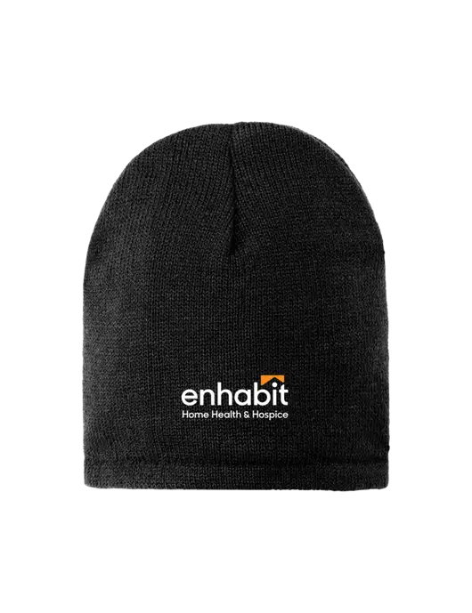 Black Fleece-Lined Beanie Cap w/Enhabit Logo