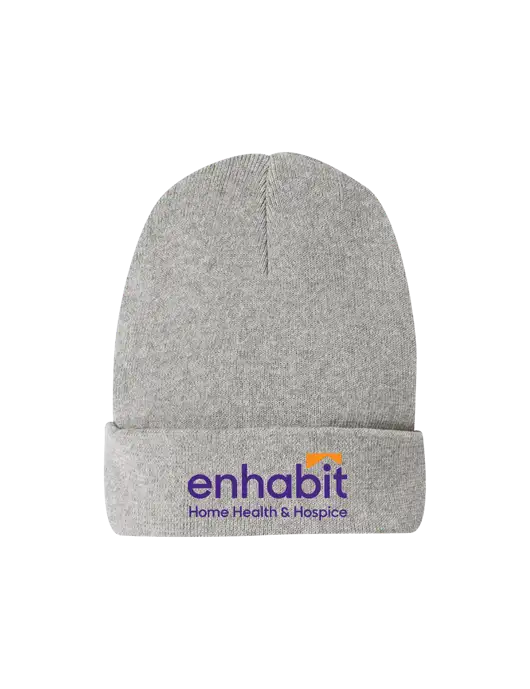 Recycled Light Heather Grey Beanie w/Enhabit Logo