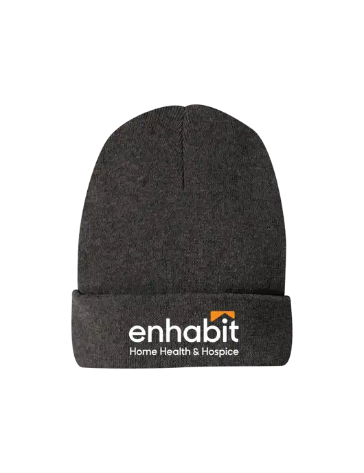 Recycled Charcoal Heather Beanie w/Enhabit Logo