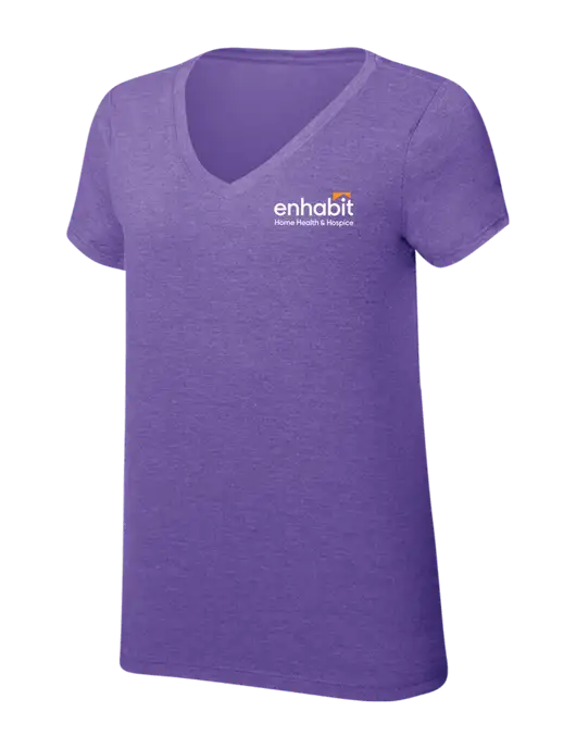 Womens Simply Soft V-Neck Purple Frost 4.5oz  Poly/Combed Ring Spun Cotton T-Shirt w/Enhabit Logo