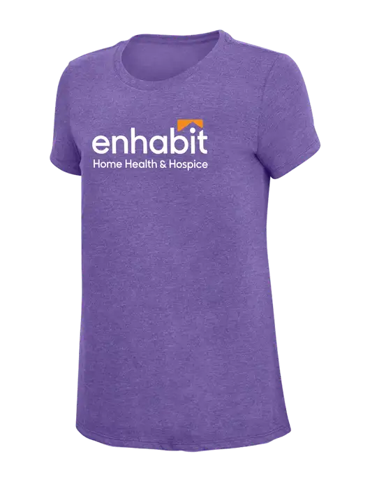 Womens Simply Soft Purple Frost 4.5oz  Poly/Combed Ring Spun Cotton T-Shirt w/Enhabit Logo