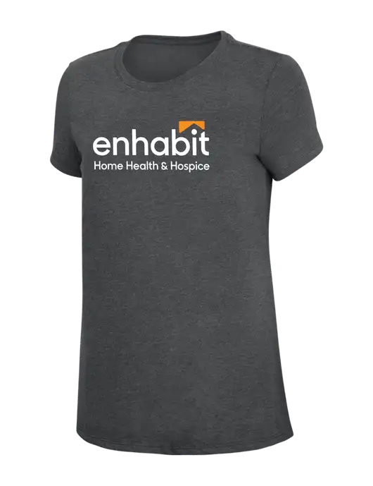Womens Simply Soft Charcoal 4.5oz Poly/Combed Ring Spun Cotton T-Shirt w/Enhabit Logo