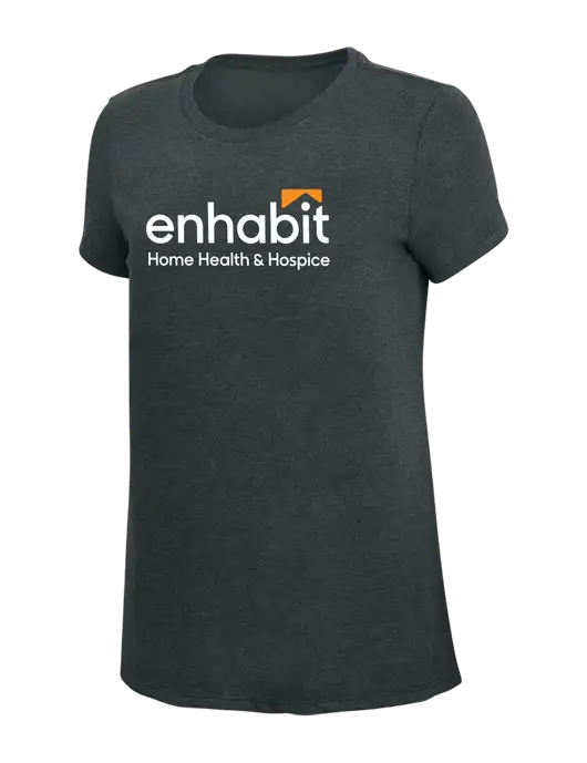 Womens Simply Soft Black Frost 4.5oz Poly/Combed Ring Spun Cotton T-Shirt w/Enhabit Logo