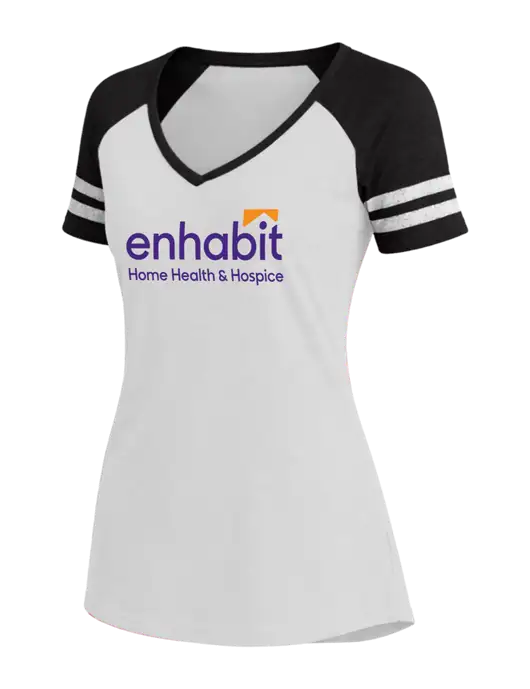 Womens White/Black V-Neck Game Tee w/Enhabit Logo
