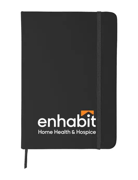 Black Comfort Touch Bound Journal 5" X 7" w/Enhabit Logo
