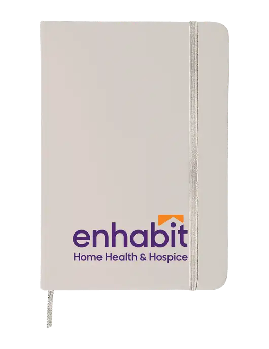 White Comfort Touch Bound Journal 5" X 7" w/Enhabit Logo