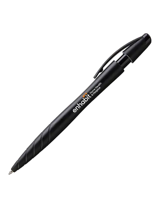 Awali Black Metallic Pen - Black Ink w/Enhabit Logo