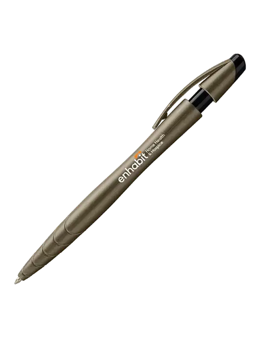 Awali Grey Metallic Pen - Black Ink w/Enhabit Logo