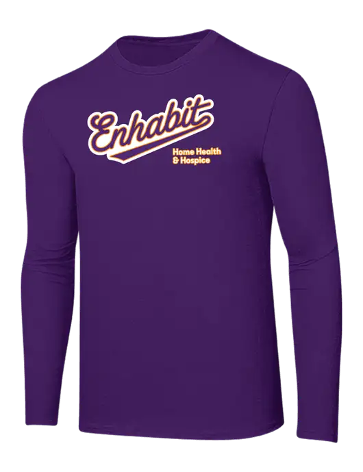 Ring Spun Purple 4.5 oz Long Sleeve T-Shirt w/Enhabit Baseball Logo, Enhabit Logo
