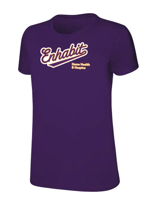 Womens Ring Spun Purple 4.5 oz T-Shirt w/Enhabit Baseball Logo