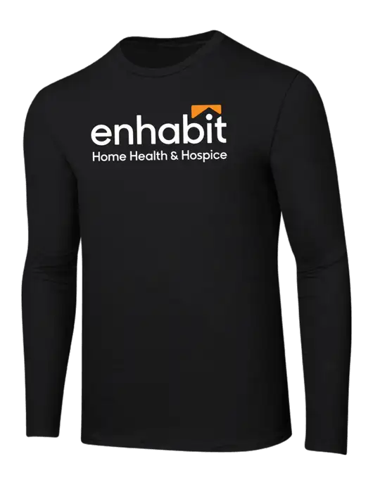 Ring Spun Jet Black 4.5 oz Long Sleeve T-Shirt w/Enhabit Logo, Enhabit Future Logo