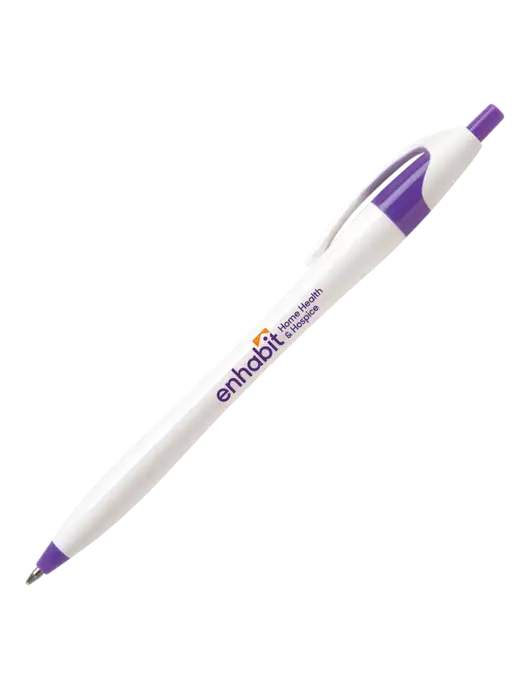 Novella Purple/White Splash Pen - Blue Ink w/Enhabit Logo
