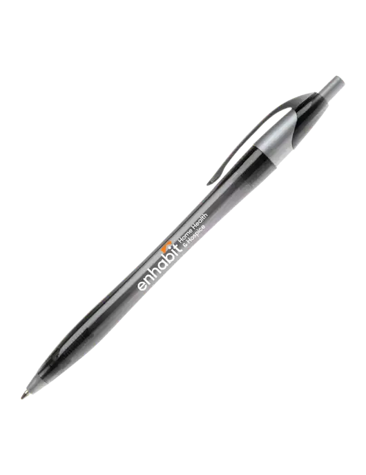 Novella Translucent Black/Silver Jewel Pen - Blue Ink w/Enhabit Logo