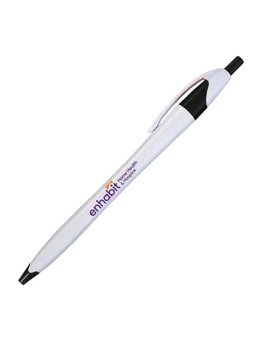 Novella White/Black Classic Pen - Blue Ink w/Enhabit Logo