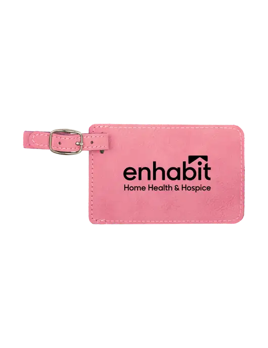 Pink Leatherette Luggage Tag w/Enhabit Logo