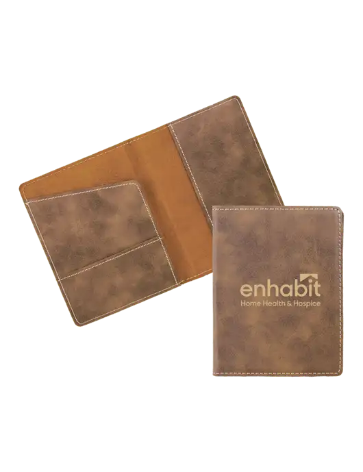 Rustic Leatherette Passport Holder w/Enhabit Logo