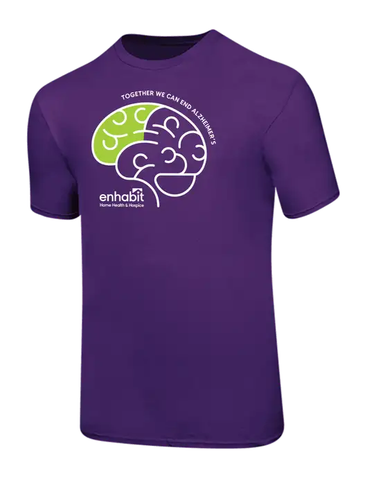 Ring Spun Purple 4.5 oz T-Shirt w/Enhabit Alzheimer Logo, Enhabit Alzheimer Logo
