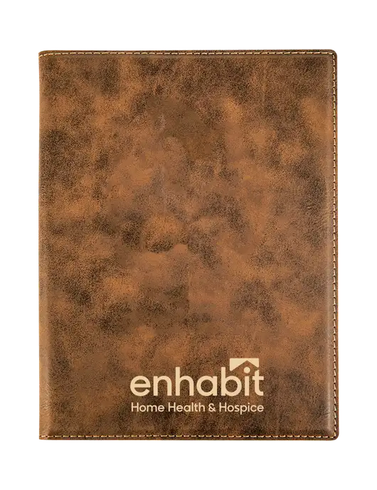 Rustic Leatherette 7 x 9 Portfolio with Notepad w/Enhabit Logo