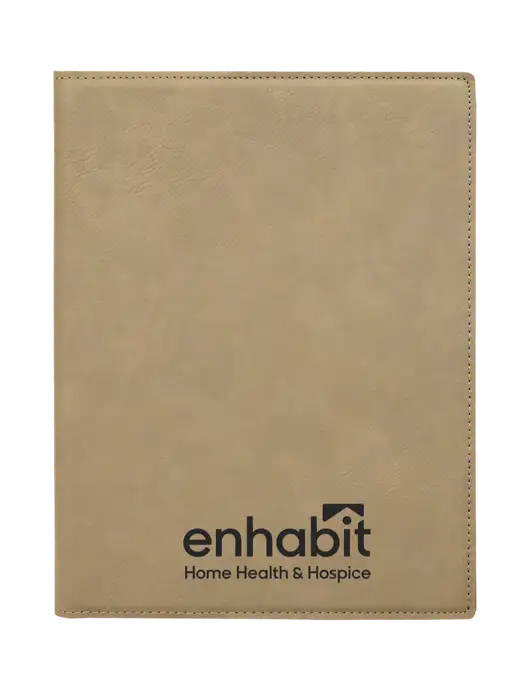 Tan Leatherette 7 x 9 Portfolio with Notepad w/Enhabit Logo