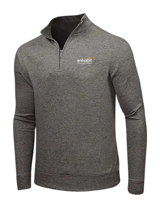 Charcoal Heather/Medium Heather Grey Interlock 1/4 Zip w/Enhabit Logo