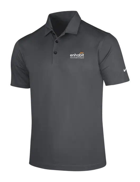 NIKE Dark Grey Dri-Fit Vertical Mesh Polo w/Enhabit Logo