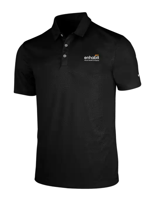 NIKE Black Dri-Fit Embossed Tri-Blade Polo w/Enhabit Logo